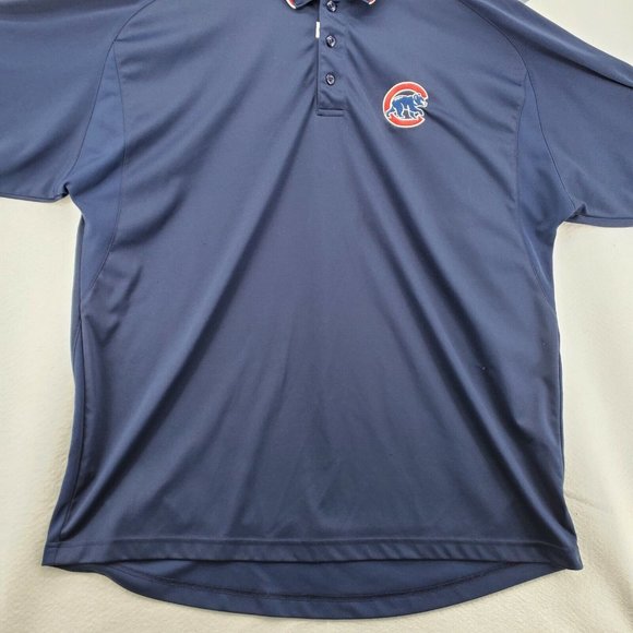 CHICAGO CUBS Shirt Men's Majestic Embroidered Polo Blue Baseball 2XL - Picture 4 of 12